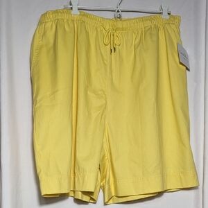 NWT Coral Bay Everyday Pull on Yellow Shorts 9” Bermuda Length Sz‎ 2X Plus ⛱️